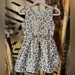 Cherokee Gold and Cream Leopard Print Kids Dress